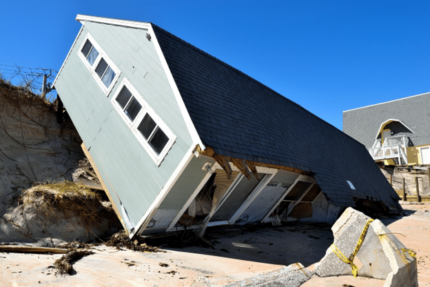 House collapsed due to severe storm damage